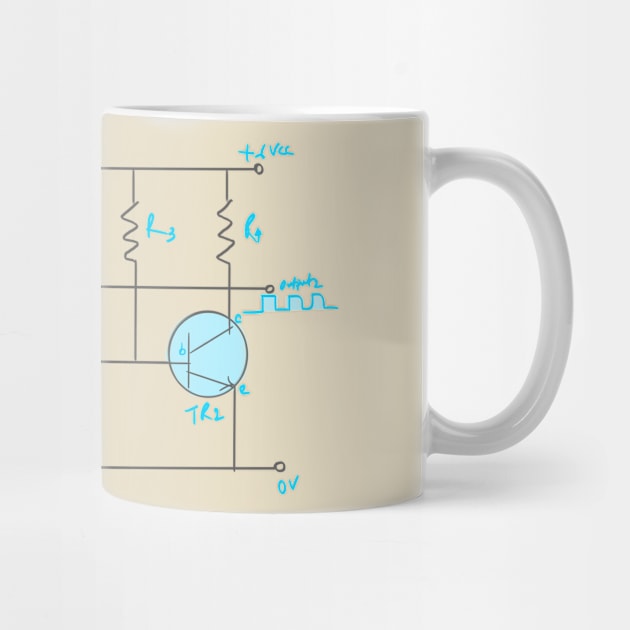 Transistor Astable Multivibrator Handdraw Electronic Circuit by EngineersArt